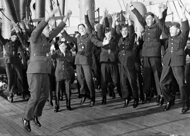 New Zealand trainee airmen perform a haka in Vancouver 