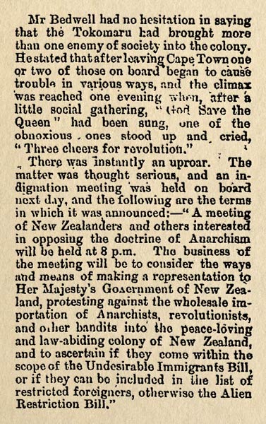 'Anarchist' immigrants