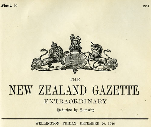 Royal coat of arms in the <em>New Zealand Gazette</em>