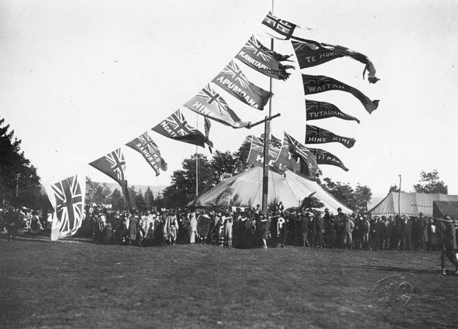 Red ensigns flying at Rotorua