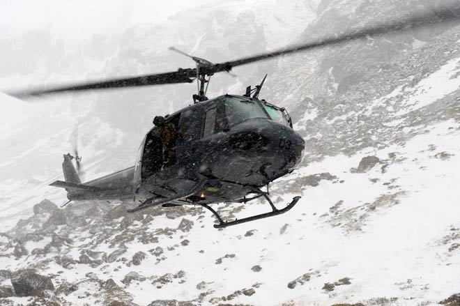 Royal New Zealand Air Force helicopter, Nelson Lakes, 2011