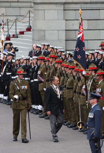 Governor-General Jerry Mateparae inspecting the armed forces guard of honour, 2011
