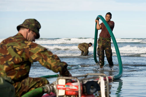 Army engineers desalinating water, Christchurch, 2011