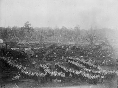 Government troops at Parihaka