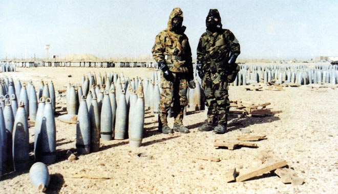 New Zealand and Australian soldiers working on mustard gas stocks in Iraq