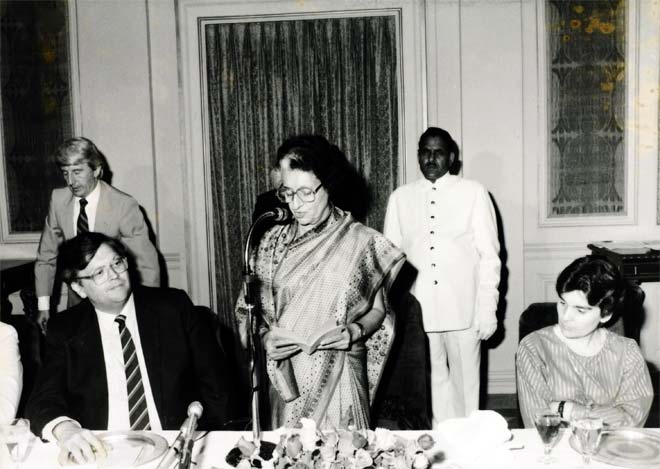 David and Naomi Lange with Indira Gandhi, India, 1984