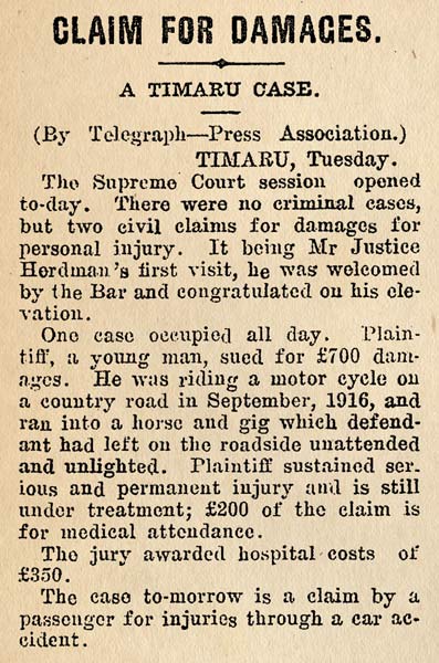 A 1918 claim for damages