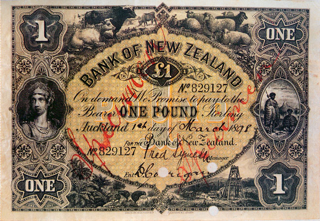 Trading bank banknotes: Bank of New Zealand note