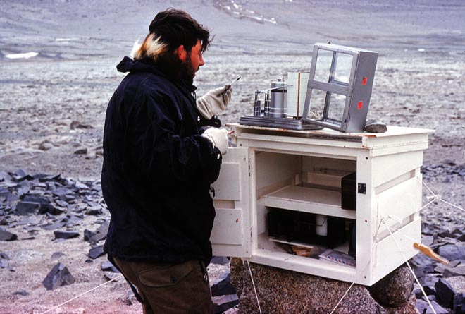 Inking the pens of the meteorological instruments