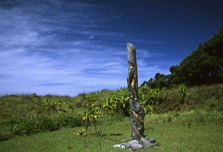 Pou whenua on Raoul Island