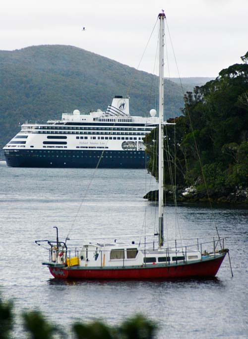 Tourism on Stewart Island: cruise ship in Paterson Inlet, 2009