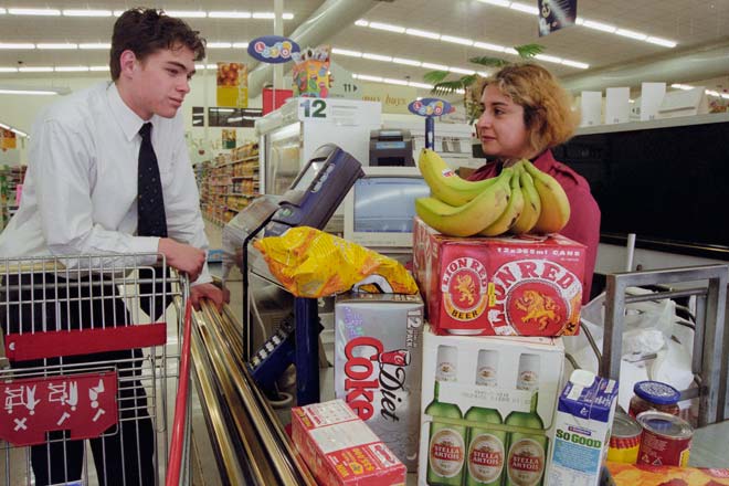 Beer on sale in a supermarket, 1999