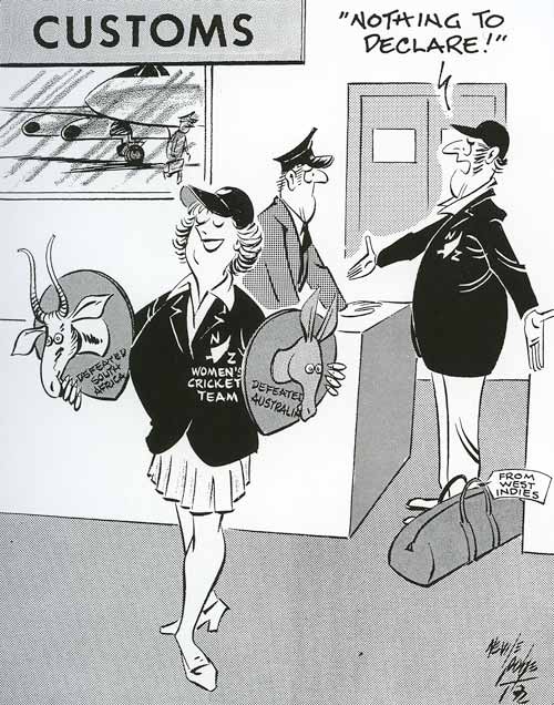 Cartoon of winning New Zealand women's team