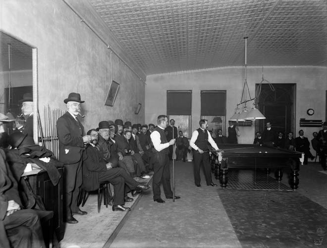 Billiards in a public billiards room