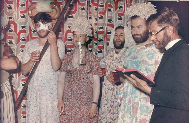 Weather-station staff singing, 1959