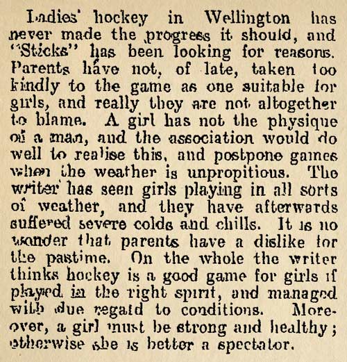 Hockey 'suitable for girls'?, 1914