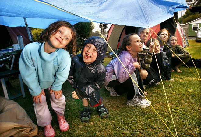 Rained-out campers, Waikanae, 2008