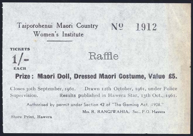 Raffle ticket, 1961