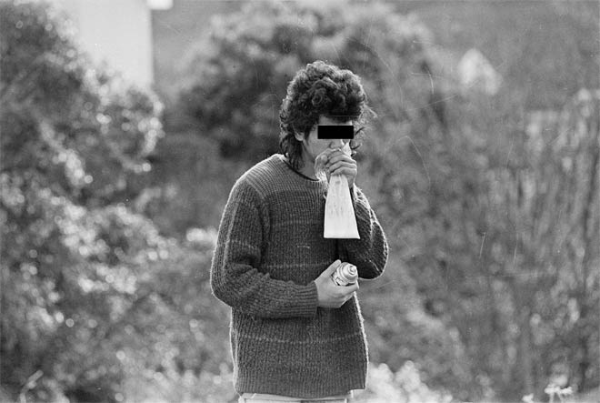 Young man huffing, 1988