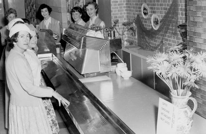 Farmers' coffee bar, late 1950s