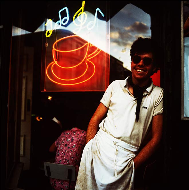 John Reynolds outside his diner, 1982