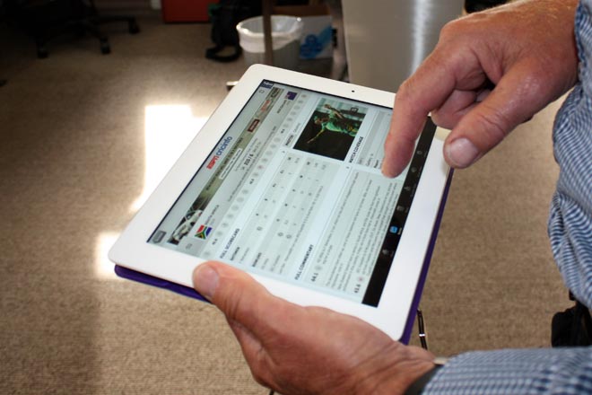 Cricinfo app on an iPad 