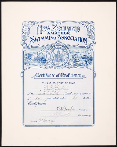 Learning to swim: 1916 certificate