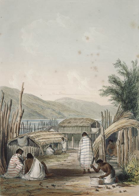 Crushing fern root, 1842