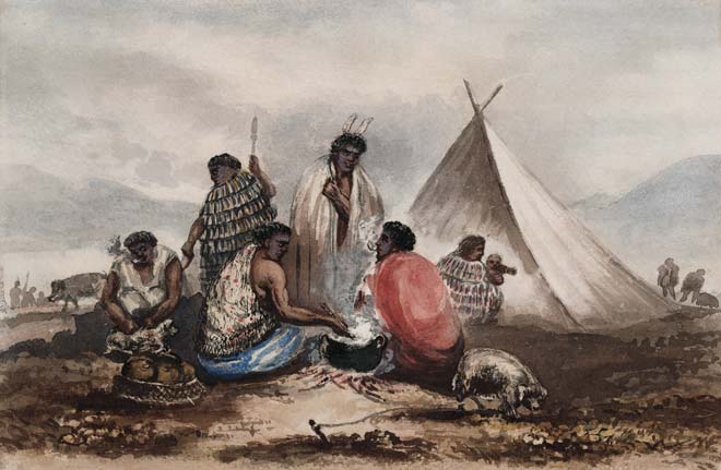Preparing pork, 1840s