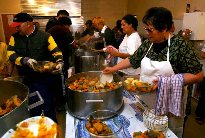 Boil-up at the marae, 2004