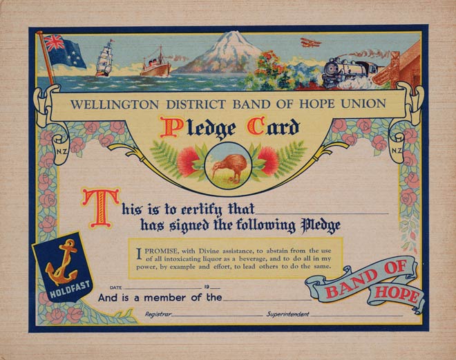 Wellington District Band of Hope pledge card