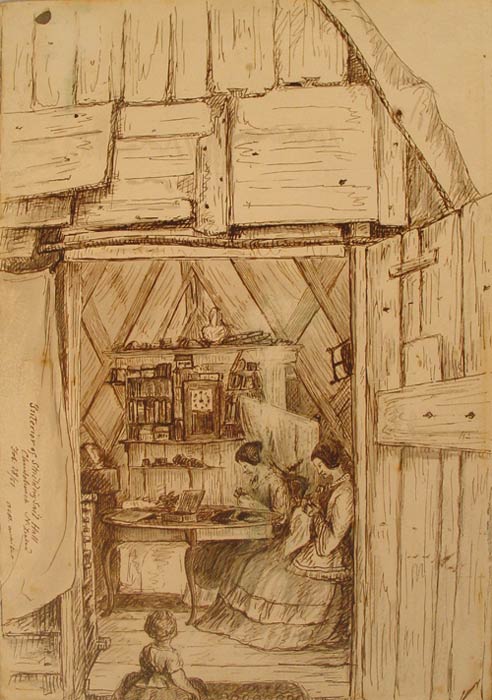 Interior of a V-hut, 1851