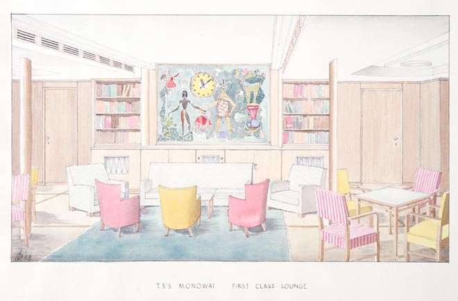 First-class lounge on the <em>Monowai</em>