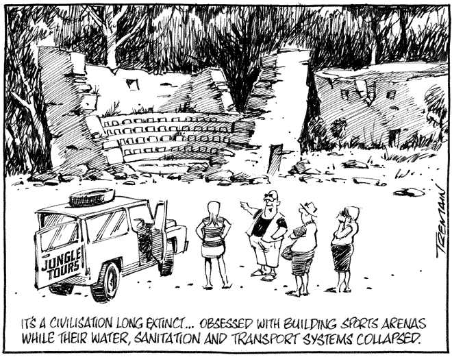 Cartoon about sports arenas
