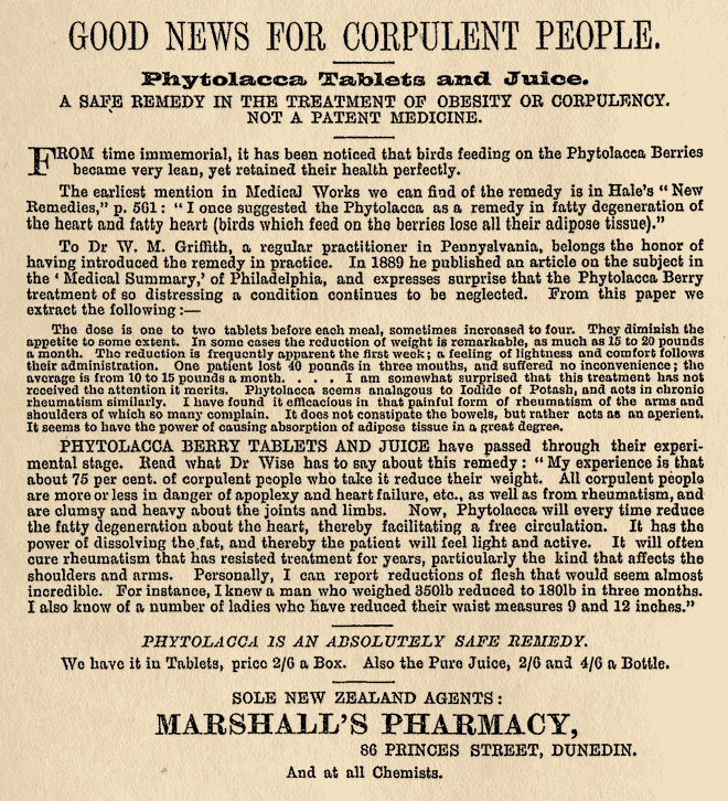 Advertisement for Phytolacca 