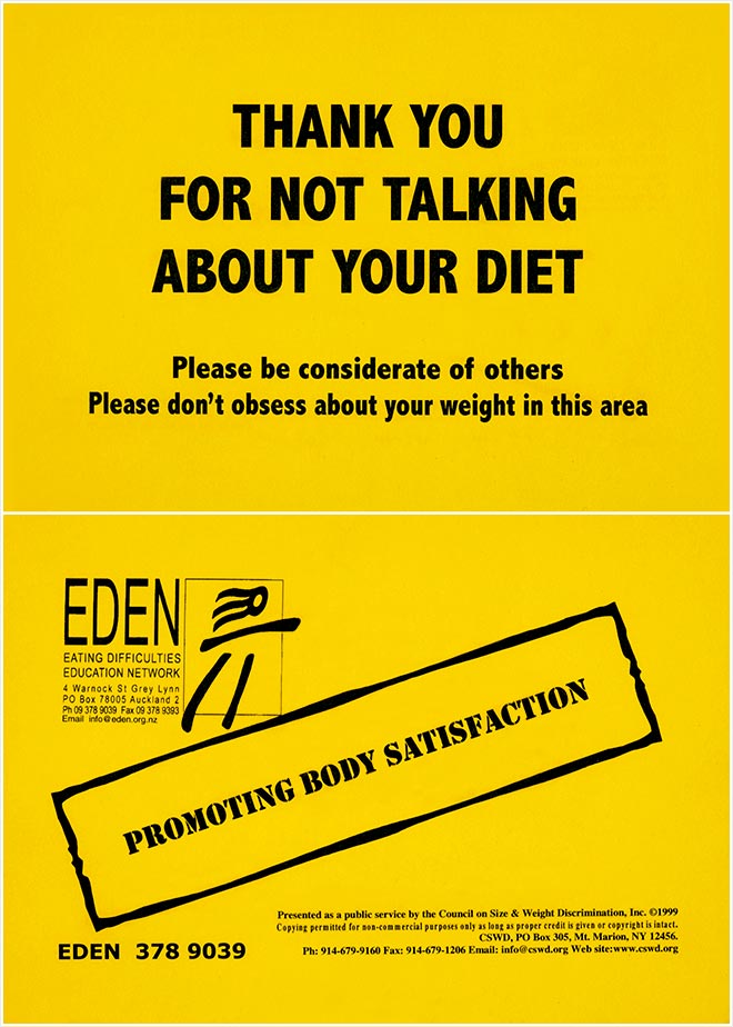 Thank you for not talking about your diet