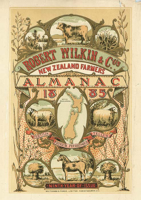 Cover proof of <em>New Zealand Farmers' Almanac</em>, 1885