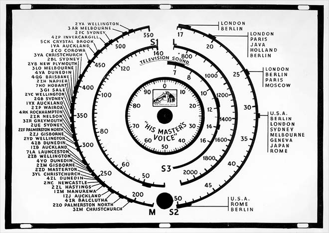 HMV radio dial, 1935 