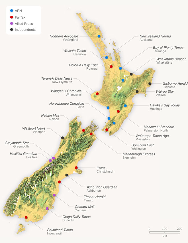 Ownership of major New Zealand newspapers, 2014