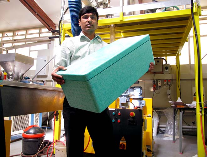 Samir Shah with a Zealafoam product