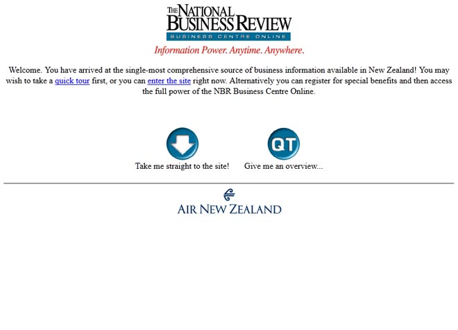 <em>National Business Review</em> website, 1996