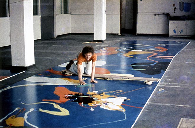 Pat Hanly working on 'Prelude to a journey'