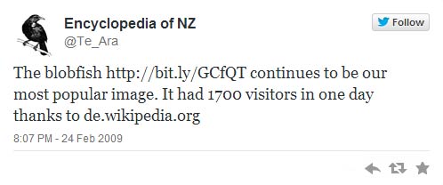 First Te Ara tweet, 2009