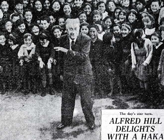 Alfred Hill performing a haka