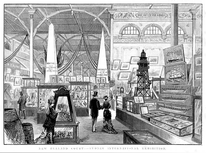 New Zealand court at the Sydney International Exhibition, 1879