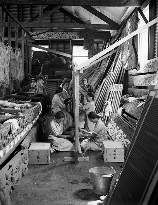 Women making tukutuku panels