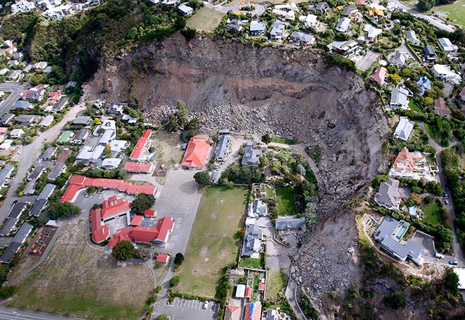 Rock fall at Redcliffs, 2011