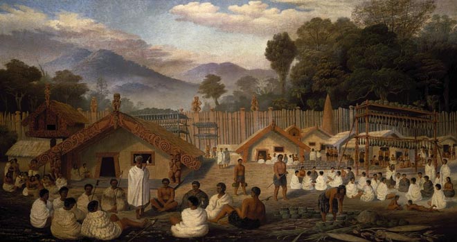 Speaking on a marae, 1885