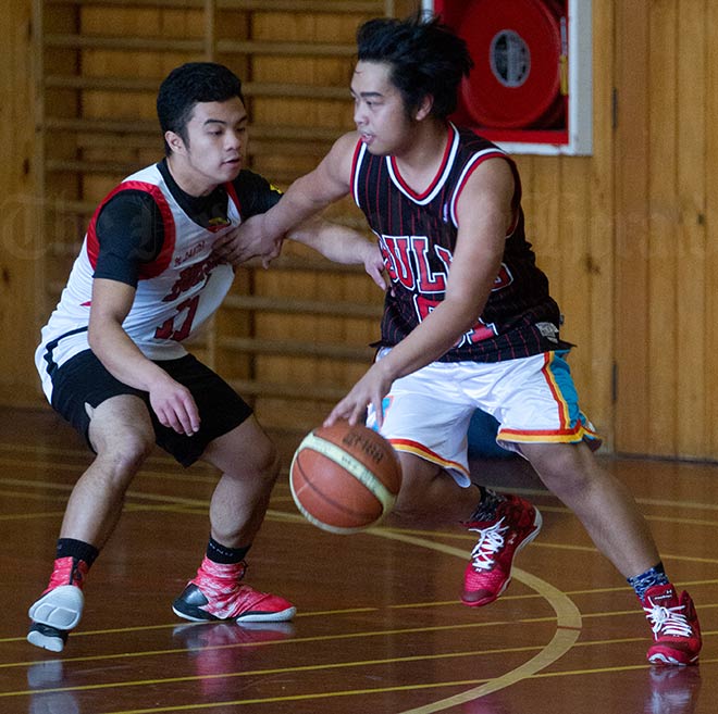 Playing basketball
