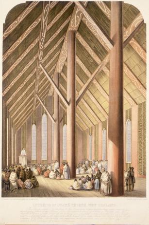 Rangiātea Church, Ōtaki, from a sketch by Charles Barraud